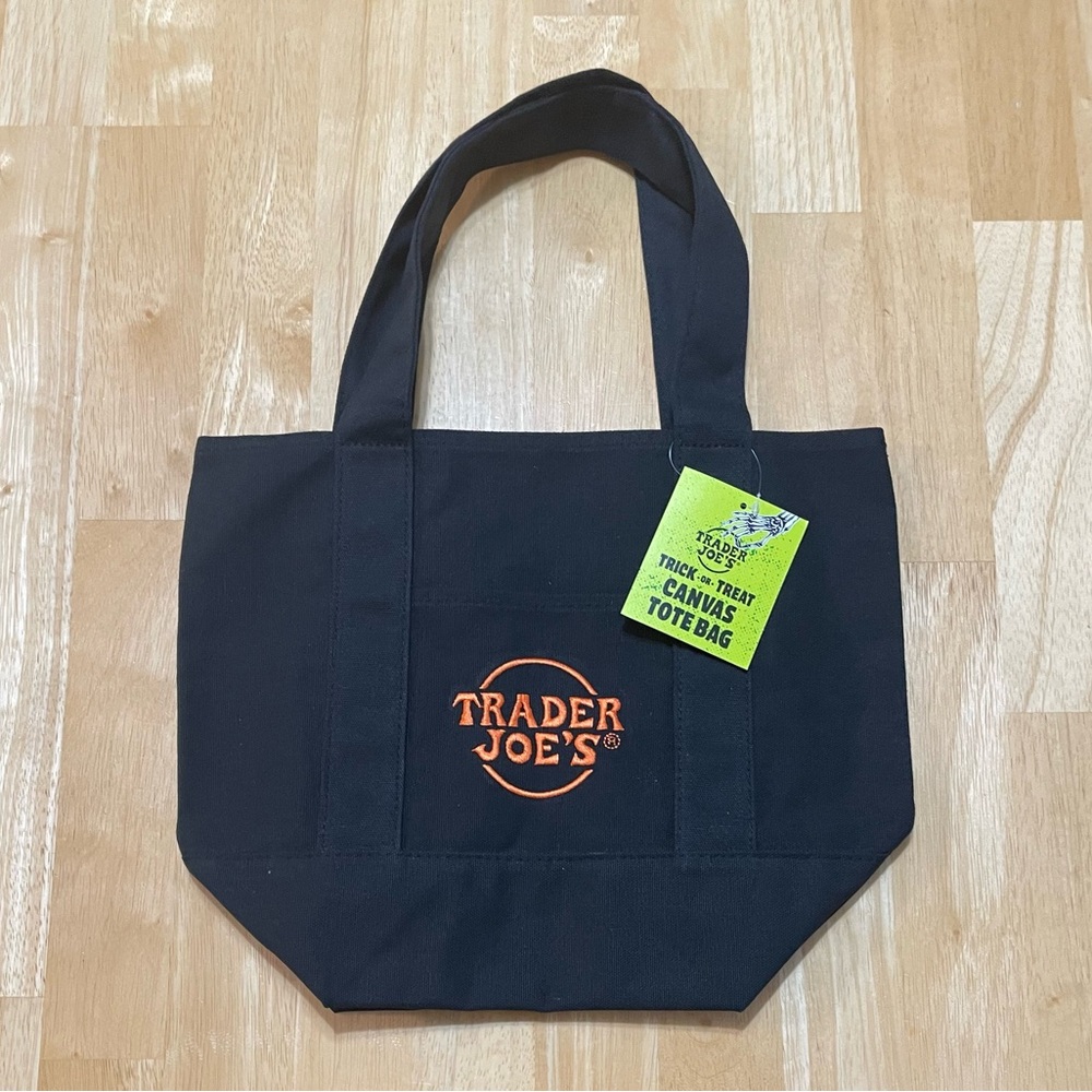 Trader Joe’s Black Canvas Tote Bag – Trick or Treat Mini Tote – NWT